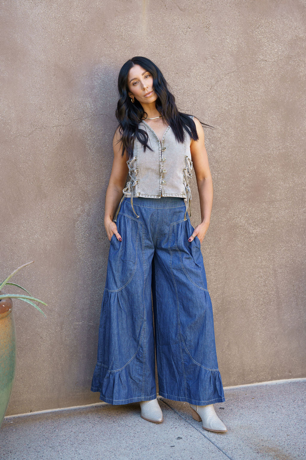 THE FREE SPIRIT WIDE LEG PALAZZO JEANS
